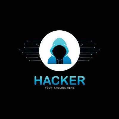 Creative hacker character logo design vector template