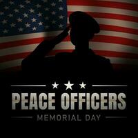Memorial Day Design. Peace Officers with USA army soldier in flag background illustration vector