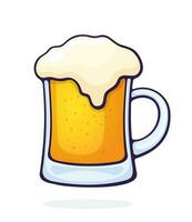 A mug of beer with foam. Glass of alcohol drink. Classic foam drink of pubs and bar vector