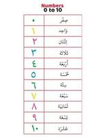 Arabic numbers 0  to 10 in words vector