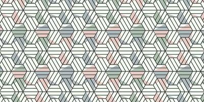 Vector cute geometric pattern with pastel colors polygons on white background. Modern hexagon tile abstract backdrop. Trendy honeycomb shapes mosaic template