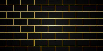 Gold and black colors bricks wall background. Abstract line geometric backdrop. Minimal design style. Stone wall texture background. Futuristic art vector