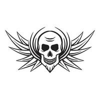 Skull with wings art Illustration hand drawn style premium vector for tattoo, sticker, logo etc