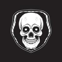 A skull art Illustration hand drawn style black and white premium vector