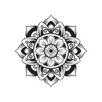 A black and white mandala with a flower design on it. vector