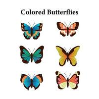set of coloured butterflies vector