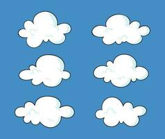 set of hand drawn clouds white vector