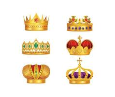 golden crown set vector