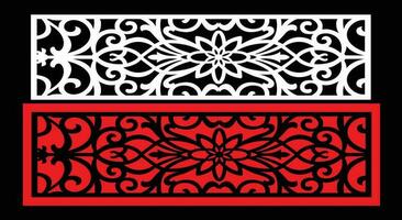 Decorative wall panels set Jali design CNC pattern, laser cutting pattern, router CNCcutting.Jali Laser cut decorative panel set with lace pattern. vector