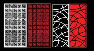 Decorative wall panels set Jali design CNC pattern, laser cutting pattern, router CNCcutting.Jali Laser cut decorative panel set with lace pattern. vector