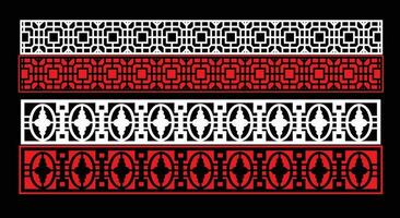 Decorative wall panels set Jali design CNC pattern, laser cutting pattern, router CNCcutting.Jali Laser cut decorative panel set with lace pattern. vector