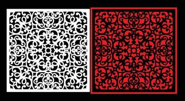 Decorative wall panels set Jali design CNC pattern, laser cutting pattern, router CNCcutting.Jali Laser cut decorative panel set with lace pattern. vector