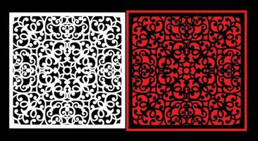 Decorative wall panels set Jali design CNC pattern, laser cutting pattern, router CNCcutting.Jali Laser cut decorative panel set with lace pattern. vector