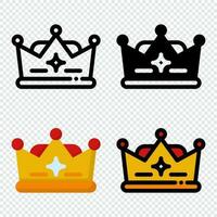 Crown icon set. Colorful cartoon crown icon. Crown sign collection. Crown logo. Vector illustration