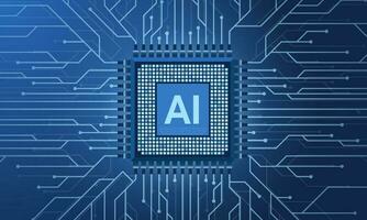 Artificial intelligence micro chip illustration. Quantum computing. Digital technology artificial intelligence concept design. Abstract futuristic hitech style. Vector illustration