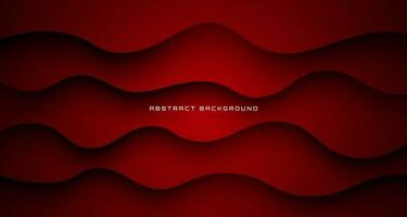 3D red geometric abstract background overlap layer on dark space with waves effect decoration. Graphic design element cutout style concept for banner, flyer, card, brochure cover, or landing page vector