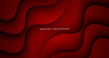 3D red geometric abstract background overlap layer on dark space with waves effect decoration. Graphic design element cutout style concept for banner, flyer, card, brochure cover, or landing page vector
