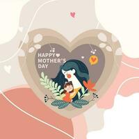 Mother's Day illustration in warm hand drawn style. Mother is hugging her daughter vector