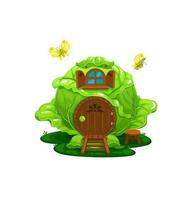 Cartoon fairytale cabbage house building, vector