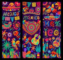 Mexican holiday music and culture, fiesta banners vector