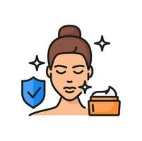Face skin care and protection cream line icon vector