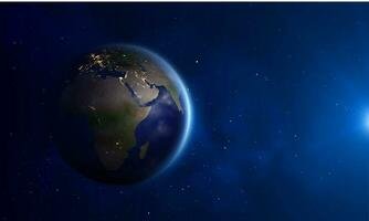 Night lighting Earth globe map 3d view from space vector