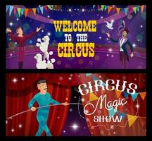 Shapito circus magician, trainer and rope walker vector