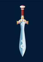 Magical cartoon sword blade with gems on guard vector