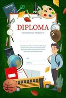 Kids education diploma certificate, vector