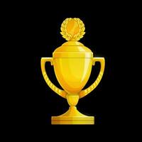 Golden trophy cup icon, vector gold goblet or cup