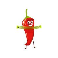 Cartoon chili pepper sportsman isolated icon. vector