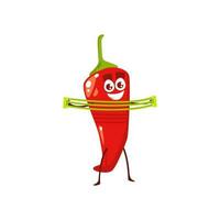 Cartoon chili pepper sportsman isolated icon. vector