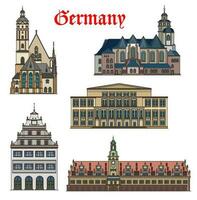 German architecture buildings, Leipzig landmarks vector