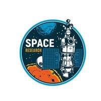 Spaceship in outer space, galaxy research shuttle vector