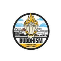 Buddhism icon, Buddha spiritual healing vector