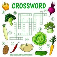 Raw farm vegetables crossword grid worksheet vector