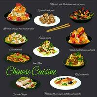Chinese traditional cuisine, restaurant dishes vector