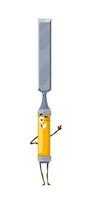 Cartoon chisel tool character, work instrument vector