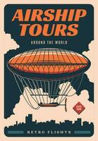 Airship dirigible flight tours and retro aviation vector