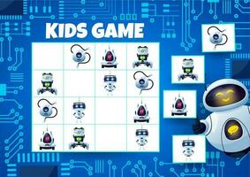 niños sudoku juego con robots y gracioso androides vector