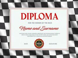 Diploma certificate race sport winner vector