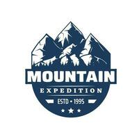 Mountain expedition and climbing vintage icon vector