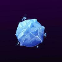 Space planet with blue ice crystals, game ui vector