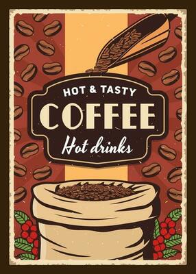 Roasted coffee beans bag and scoop