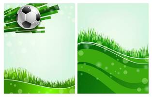 Sport poster football ball and grass, soccer field vector