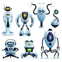 Robots cartoon characters and android bots vector