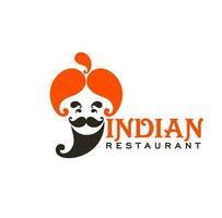Indian cuisine restaurant icon, chef with turban vector