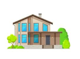 hogar exterior, cubierto porche y madera tablón fachada vector