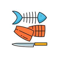 Fishing industry fish fillet processing line icon vector
