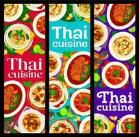 Thai cuisine food banners, Thailand dishes, meals vector